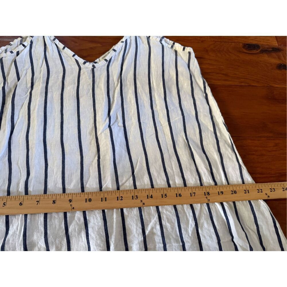 Terzo Millennio Linen Striped Midi Slip Dress Made in Italy Size M - Picture 7 of 11